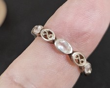 Sterling Silver And Quartz Size 11 Band Ring