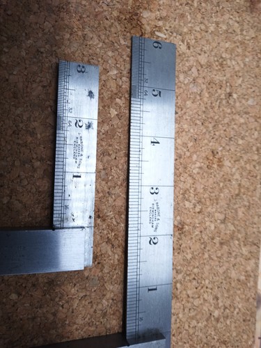 Engineers Squares Rabone &Sons 3" & 6" steel set squares With Measurements - Picture 4 of 6