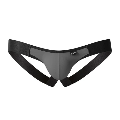 Sexy Jockmail Mens Black Faux Leather Jockstrap Underwear Jock Strap Briefs - Picture 10 of 16