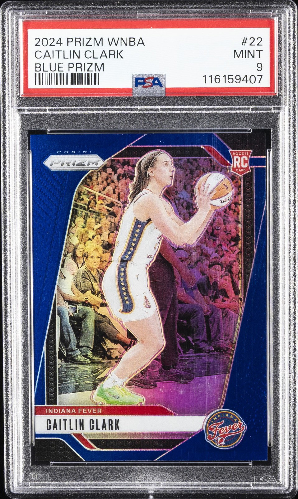 2024 PANINI PRIZM WNBA BLUE PRIZM #22 CAITLIN CLARK 141/199 PSA 9