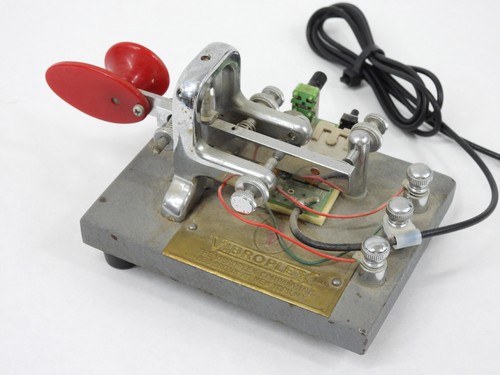 Vibroplex Vibrokeyer Left-Handed Telegraph Key + Keyer (SN 256062, works well)