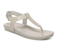 Vionic's Palisades Toe Post Ankle Strap Sandal, Cream Patent