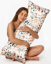Silk Body Pillow Cover with Zipper - 20x54 Inch Silk Long Watercolor Flower