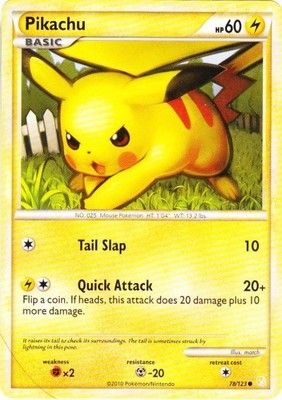 Slightly Played, English - 1 x Pokemon Pikachu - 78/123 - Common