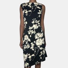 Vintage City Triangles Sleeveless Black Floral Midi Dress Size Large