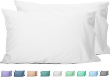 Set of 2 Queen Pillowcases  100 Cotton Bright White, Soft  Breathable