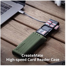 Compact USB-C SD/TF Card Reader  Carrying Case - Green