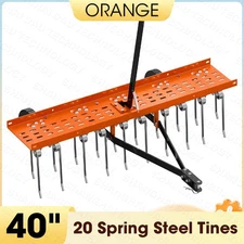 Lawn Tractor Rake for ATV or Mower W/20 Steel Tines, Tow Behind Dethatcher 40"