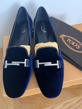 TOD’s Navy Velvet Ballerinas Ballet Flat Shoes Size EU 41 / UK 8 New With Box