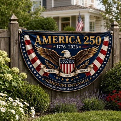 America 250 Patriotic Eagle Flag Banner USA Anniversary Outdoor Decor Gift