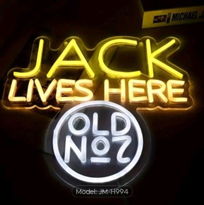 16''x15''  Jack Lives Here Old No. 7 LED Neon Sign With Dimmer USB Powered Light