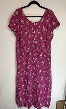 VTG Blair Pink Floral Dress Women Size M Button Front Smocked Back Ruffle Sleeve
