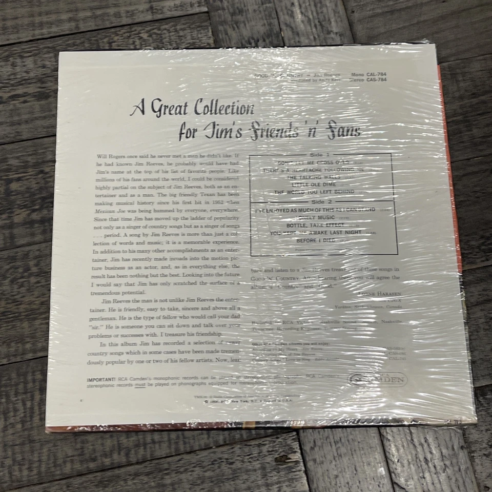 Good 'n' Country, Jim Reeves, Vinyl Records LP NEW SEALED 1964 - Imagem 2 de 4