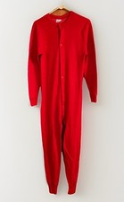 Vintage 70s Sears Winterskins Long John Butt Flap Button Up Red Mens Large