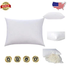 White 12x16 Decorative Pillow Insert, Firm Down Feather, Durable Cotton Cover