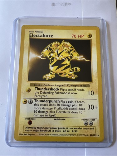 1X Pokémon Card Electabuzz 20/102 Base Set Shadowless MP