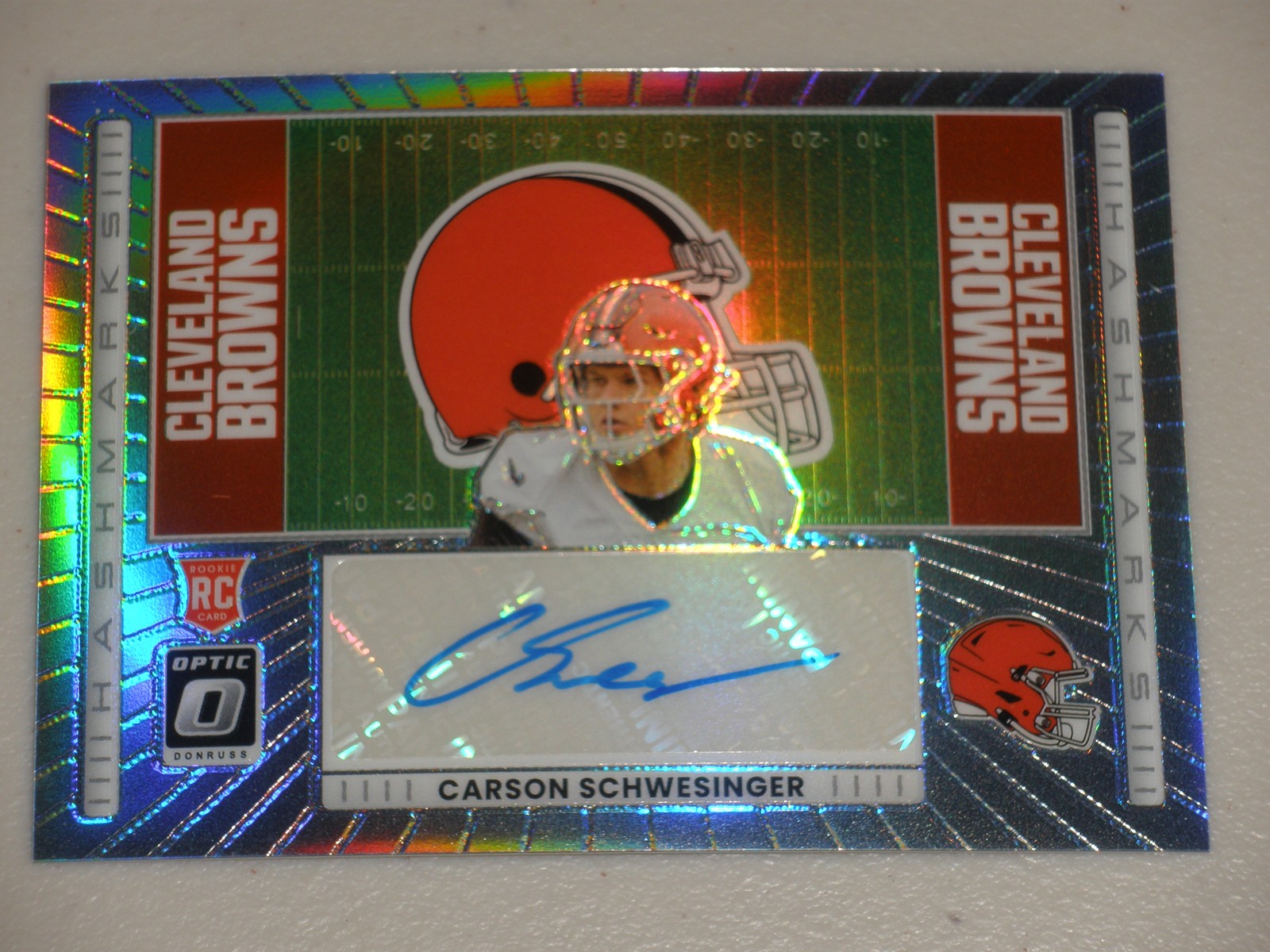 2025 Donruss Optic Hashmarks Silver Prizm Autograph Auto Carson Schwesinger RC