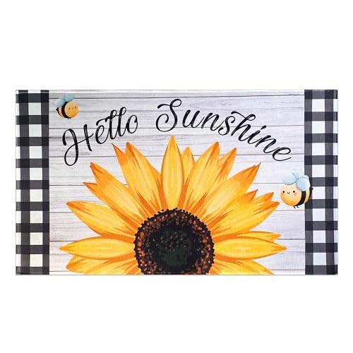 Spring Summer Door Mat for Front Door Sunflower Welcome Doormat Non-Slip