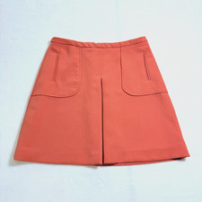 Maeve Pleated A-Line Skirt Anthropologie Coral Pockets Sz 8 Preppy Office School