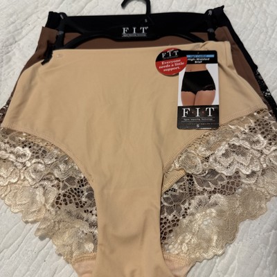 FIT 3 Pack Brief Panties Light Control Hi Waisted Size Small Underwear