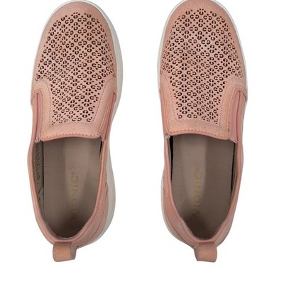 Vionic Kimmie Perf Slip On Sneakers Peach Pink Suede Perforated Women's Size 7.5