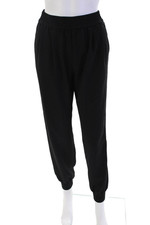 Joie Womens Elastic Waistband Straight Leg Crepe Jogger Pants Black Size Large