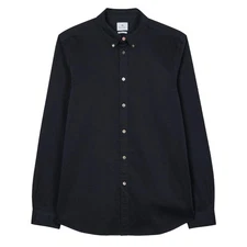 Paul Smith Cotton Sateen Garment-Dyed Shirt Navy