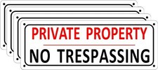  4 4 Pack-10 x 3.5 inches-No Trespassing Signs, No Signs-C02B
