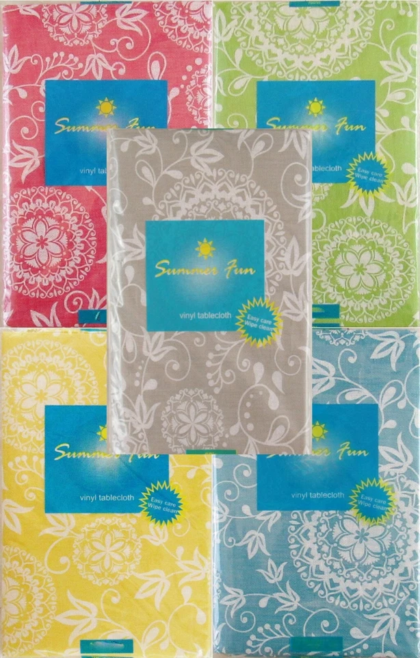 ELRENE HOME FASHIONS Woven Embroidery Look Floral Design Vinyl Flannel Back Tablecloth-Various Sizes