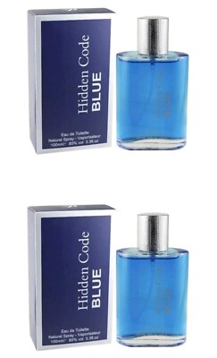 2 x Hidden Code Blue Men's Perfume Eau De Parfume Spray Aftershave