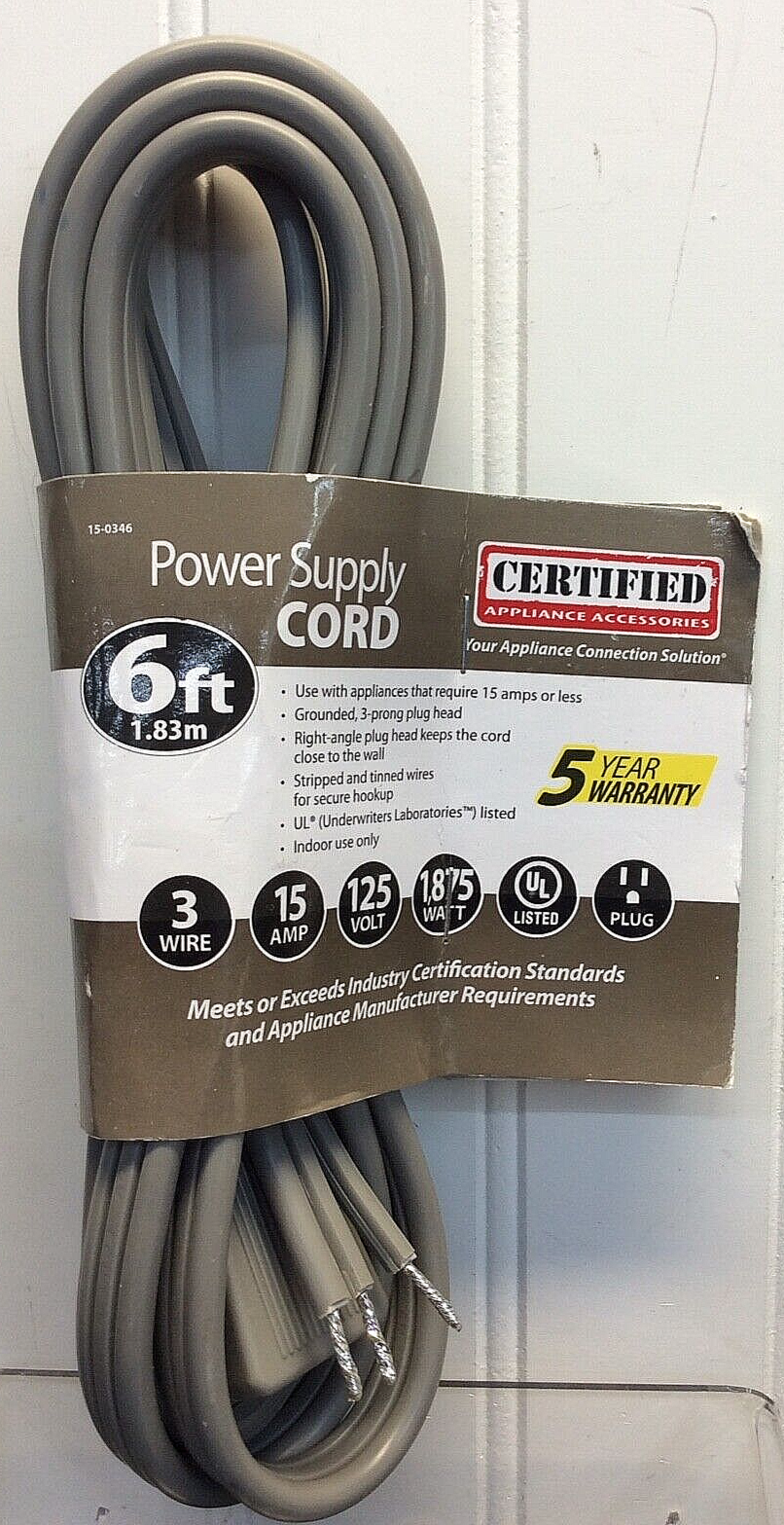 6ft Power Supply Cord 3 wire New 86844153461 | eBay