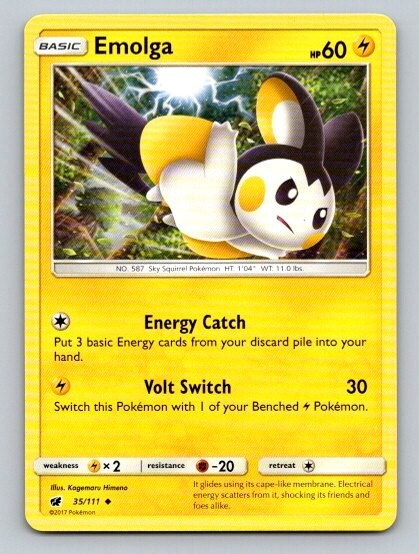 2017 Pokemon Card Crimson Invasion Emolga 35/111