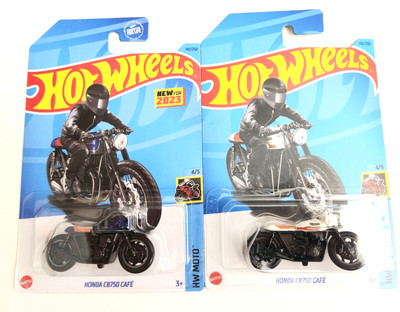 Hot Wheels Honda CB750 Cafe White + Blue #141 - 2023 HW Moto