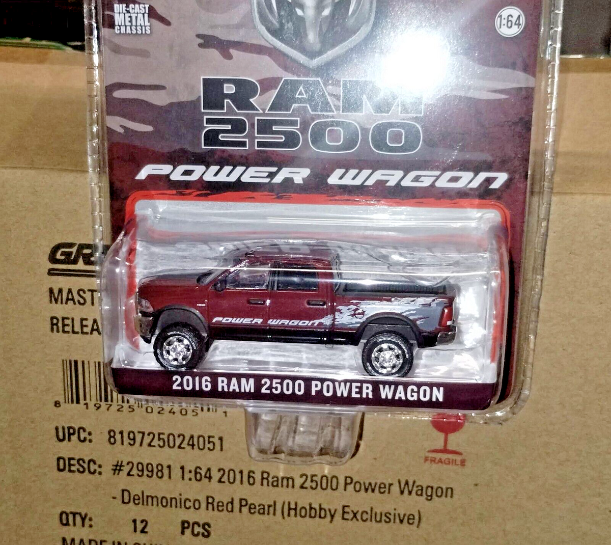 1:64 GreenLight HOBBY 2016 Dodge 2500 Ram Power Wagon, Red Pearl
