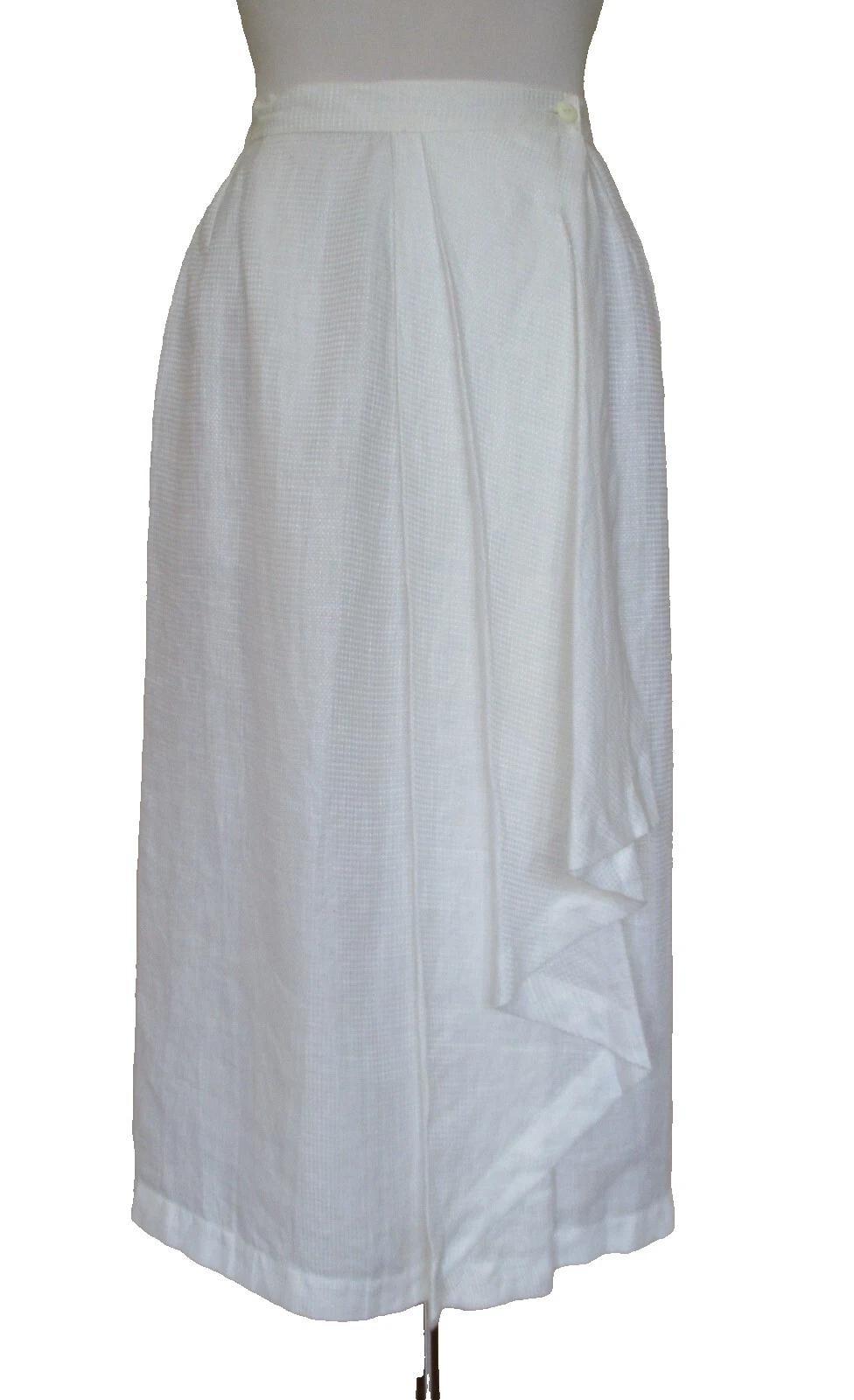 Hiroko Koshino Wrap Midi Skirt Off White Linen Blend Size 42 Women