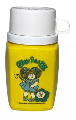 Vintage 1983 Yellow Cabbage Patch Kids Thermos Mug Cup Missing Inside Lid