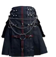 Scottish Highland Men's Kilt Durable Cross Black Gothic Utility