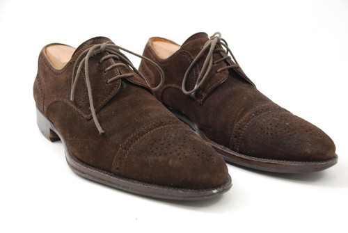 Magnanni Brown Suede Leather Medallion 
