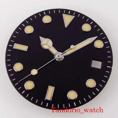 28.5mm Black Dial Yellow Marks Green Luminous Fit MIYOTA 8215 ETA 2824 2836