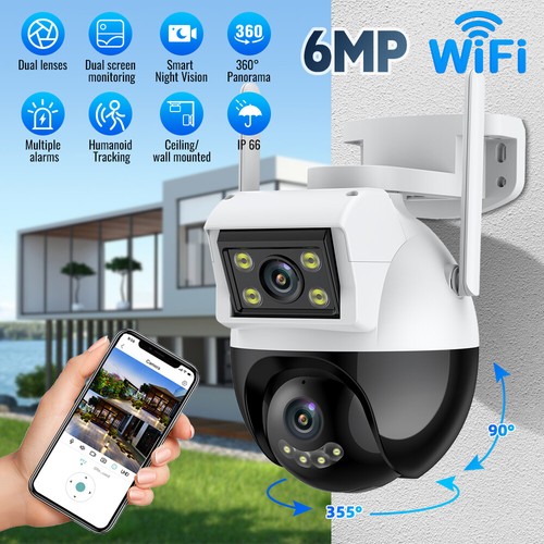1080P HD WiFi Wireless 360° PTZ Outdoor Home Security Camera System Night Vision