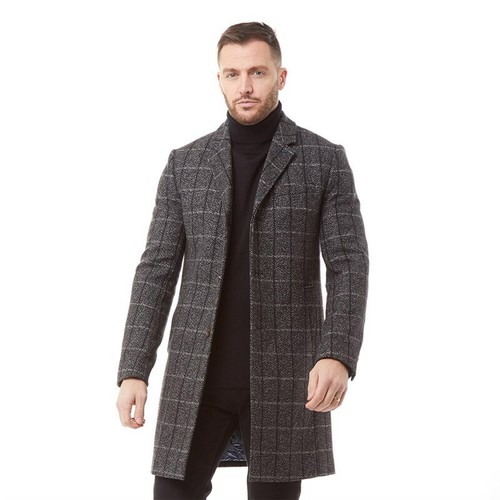 checkered overcoat mens