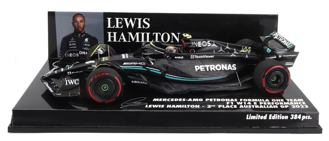 Figurine Voiture F1 Lewis Hamilton Mercedes W14 GP Australie 2023 - Burago 1:43