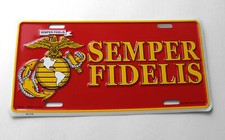 USMC Marine Corps Semper Fidelis Fi Metal License Plate 6 x 12 inches