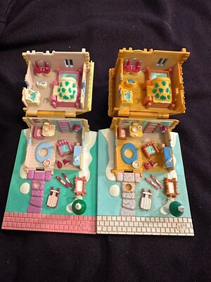 2 seltene Vintage Polly Pocket Holiday Chalets Skihütte Haus 1993 Bluebird no fig