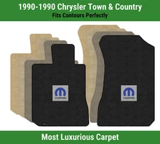 Lloyd Luxe Front Carpet Mats for '90 Chrysler Town & Country w/Blue M-Mopar Logo