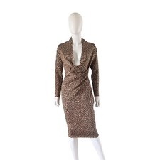 House of CB Leopard Print Francesca Draped Bandage Dress Size Medium