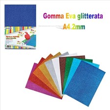 10 fogli gomma eva glitterati fommy A4 2mm mousse gummy crepla glitter