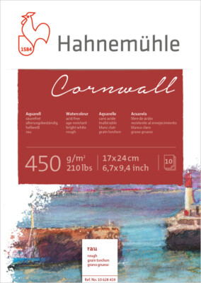 Hahnemühle Aquarellblock Cornwall rau 450g/m², 10 Blatt, verschiedene Größen 