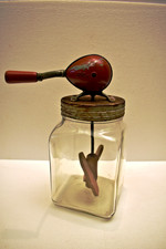 Vintage Butterdose aus Glas mit Metalldeckel ...