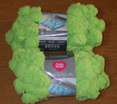 Lot of 2 Skeins, Red Heart Pomp-a-Doodle Yarn, 3.5 oz, 14 yds, #6024 Lime
